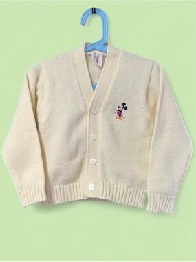 Vintage Disney Kids Cardigan with Mickey Mouse Embroidery